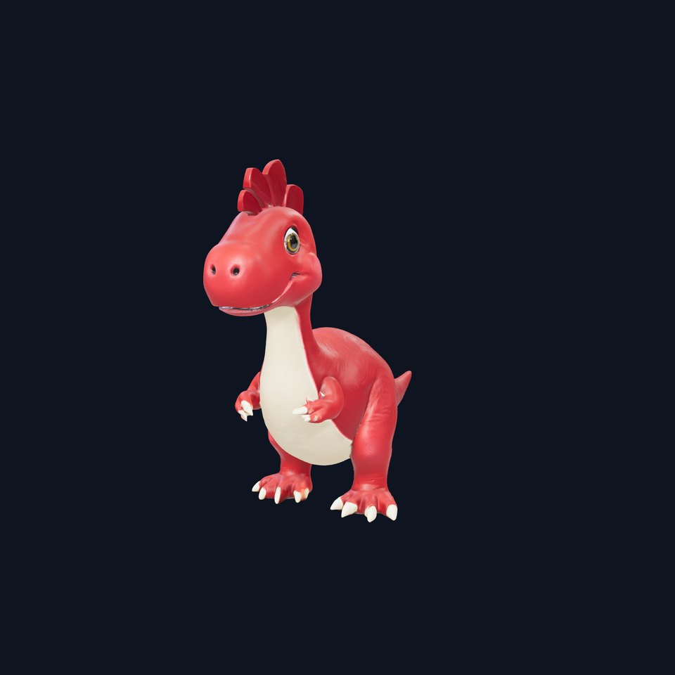 Red Cartoon Dinosaur model pack